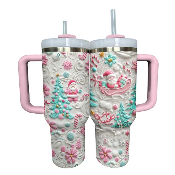 Sweet Santa Christmas Custom Stanley Quencher 40oz Stainless Steel Tumbler With Handle - Image 2
