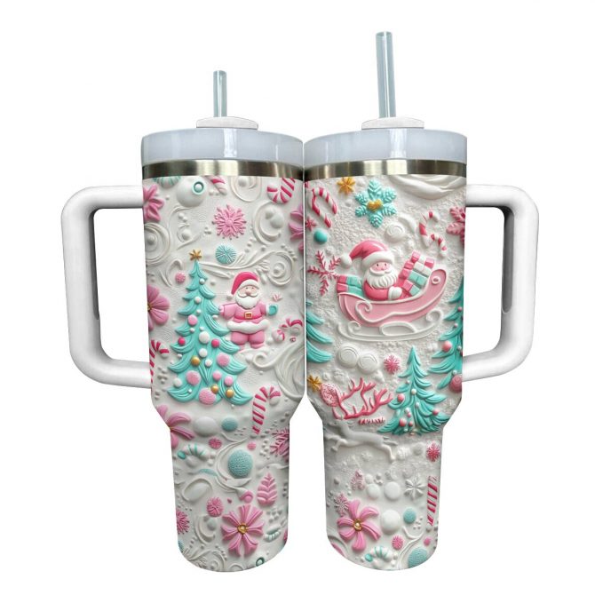 Sweet Santa Christmas Custom Stanley Quencher 40oz Stainless Steel Tumbler With Handle - Image 3