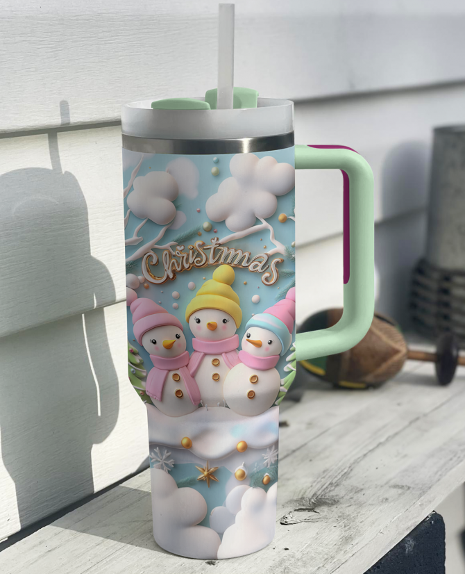 Sweet Snowman Delight Christmas Custom Stanley Quencher 40oz Stainless Steel Tumbler With Handle - Image 3