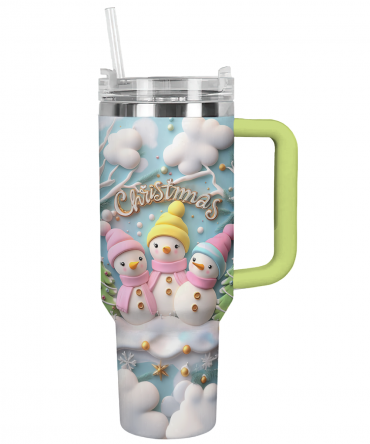 Sweet Snowman Delight Christmas Custom Stanley Quencher 40oz Stainless Steel Tumbler With Handle