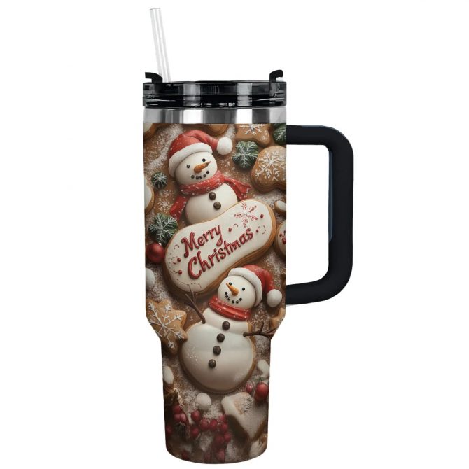 Sweet Treats Christmas Cookie Custom Stanley Quencher 40oz Stainless Steel Tumbler With Handle