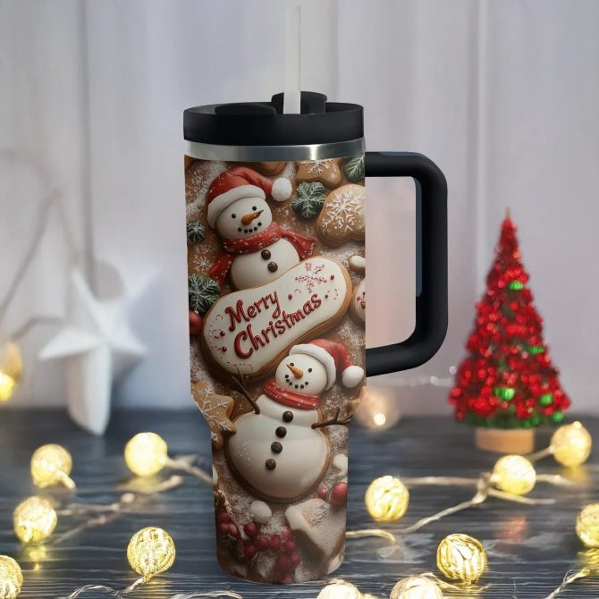 Sweet Treats Christmas Cookie Custom Stanley Quencher 40oz Stainless Steel Tumbler With Handle - Image 2
