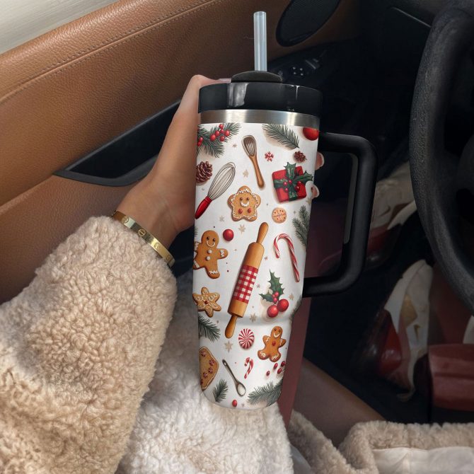 Sweet Treats Christmas Custom Stanley Quencher 40oz Stainless Steel Tumbler With Handle - Image 3