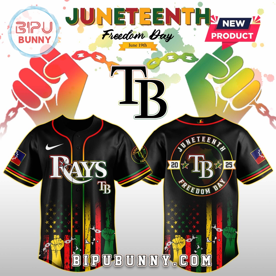 Tampa Bay Rays MLB x Juneteenth Day 2025 Baseball Jersey