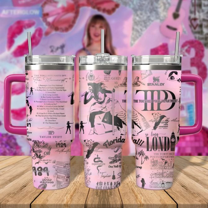 Taylor Swift Music Custom Stanley Quencher 40oz Stainless Steel Tumbler With Handle