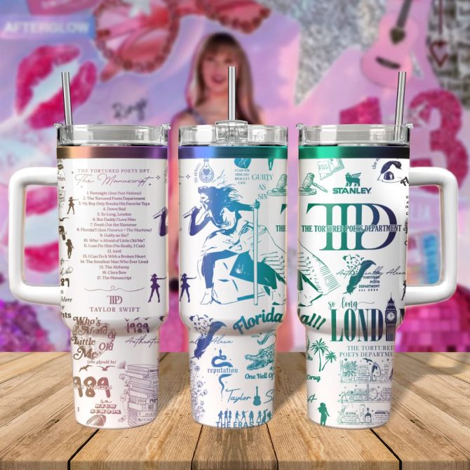 Taylor Swift Music Custom Stanley Quencher 40oz Stainless Steel Tumbler With Handle