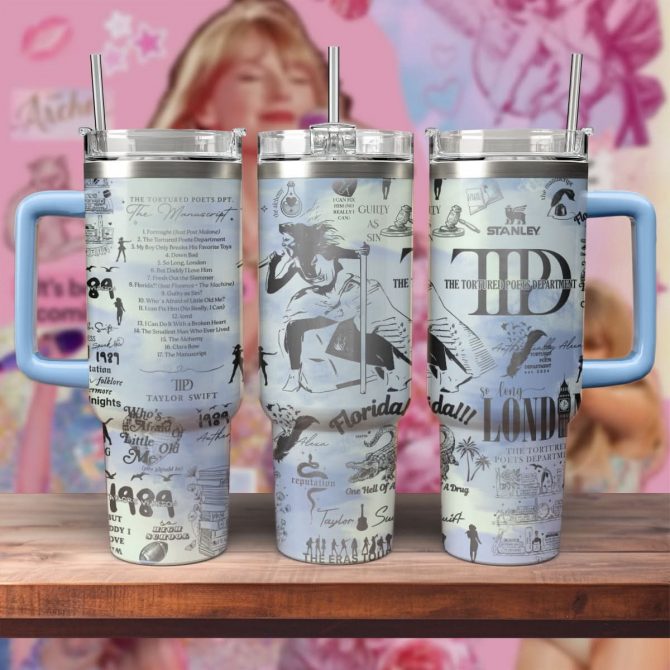 Taylor Swift Music Custom Stanley Quencher 40oz Stainless Steel Tumbler With Handle