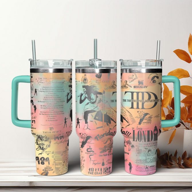 Taylor Swift Music Custom Stanley Quencher 40oz Stainless Steel Tumbler With Handle