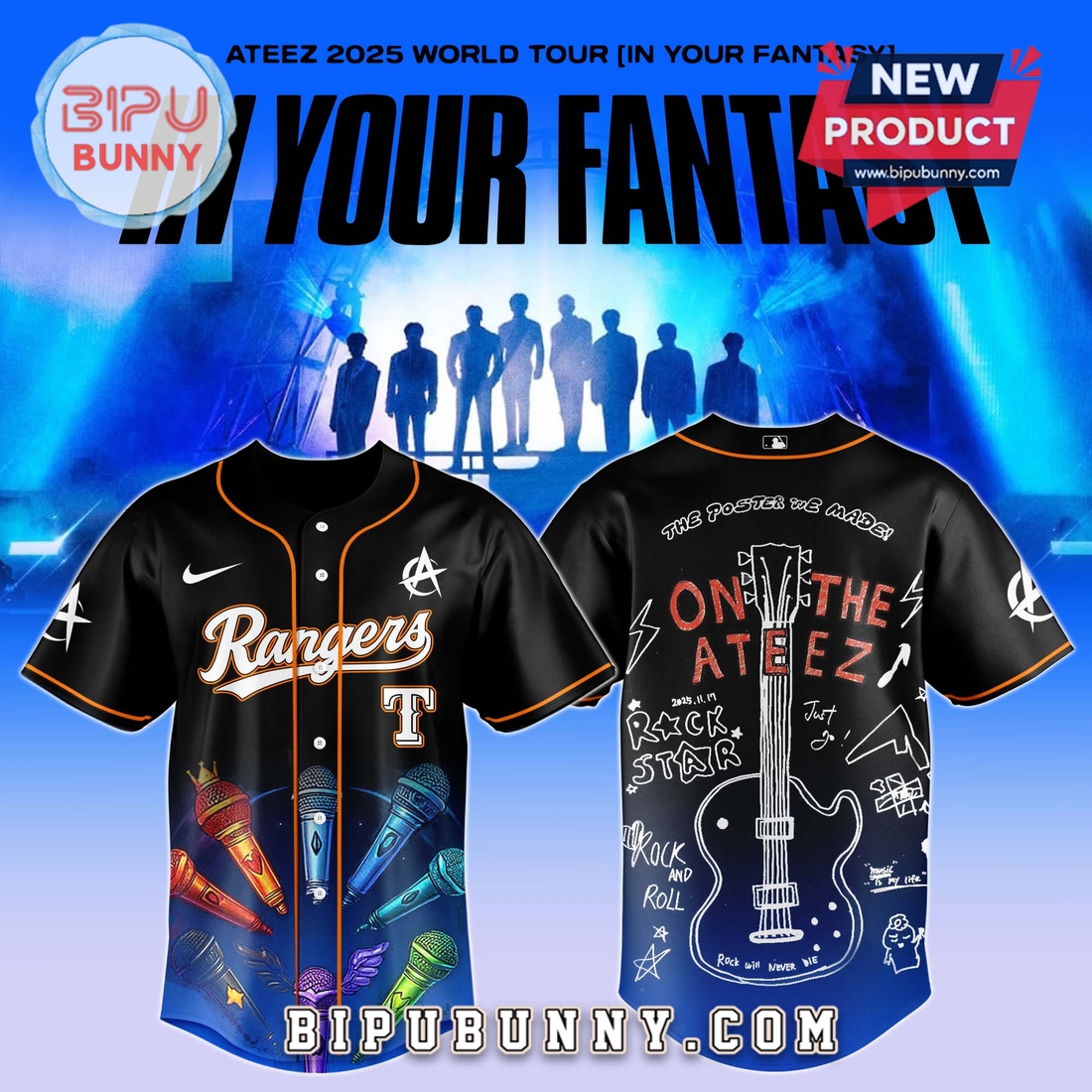 Texas Rangers MLB x ATEEZ 2025 World Tour Baseball Jersey