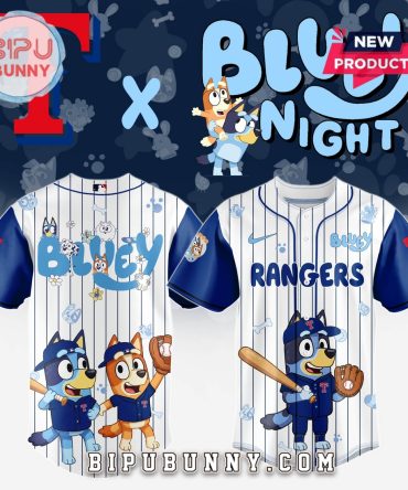 Texas Rangers MLB x Bluey And Bingo Baseball Jersey
