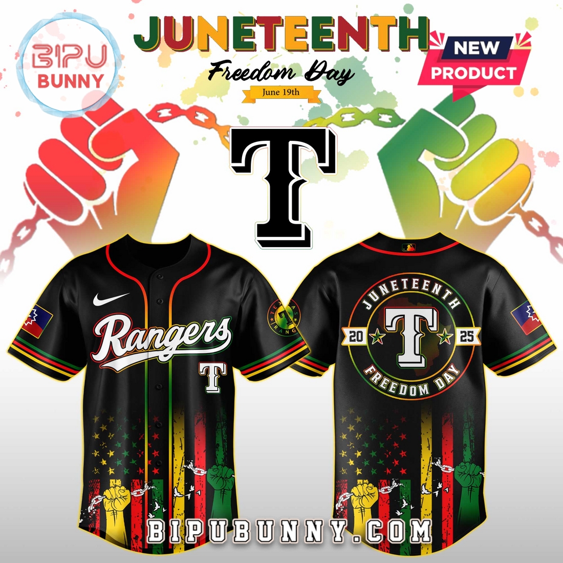 Texas Rangers MLB x Juneteenth Day 2025 Baseball Jersey
