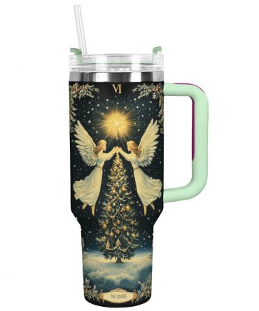 The Lovers Tarot Christmas Custom Stanley Quencher 40oz Stainless Steel Tumbler With Handle