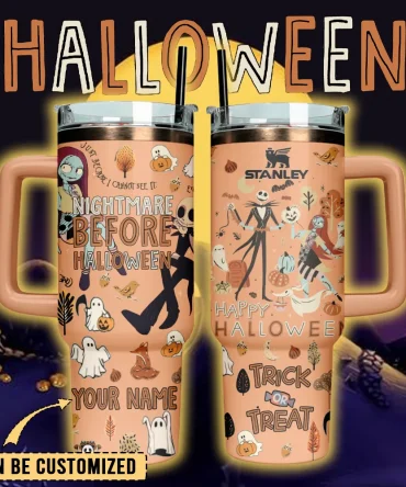 The Nightmare Before Christmas x Halloween Custom Stanley Cup 40 oz 30 oz Tumbler With Handle