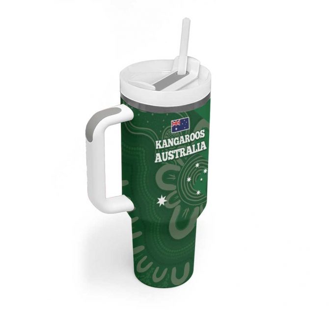 Tonga And Australia Rugby Mate Maa Tongan Ngatu Mix Kangaroos Aboriginal Custom Stanley Quencher 40oz Stainless Steel Tumbler With Handle - Image 2