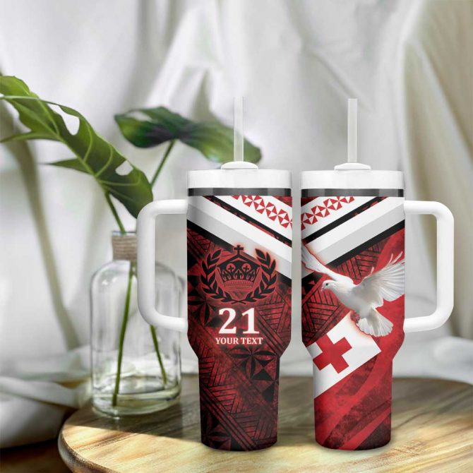 Tonga XIII Rugby Tribal Tattoo Mate Ma‚Äôa Tonga Kupesi Ngatu Grunge Custom Stanley Quencher 40oz Stainless Steel Tumbler With Handle - Image 9