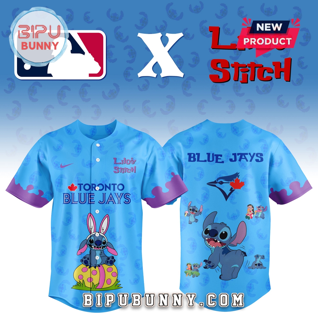 Toronto Blue Jays MLB x Lilo and Stitch Baseball Jersey