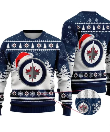 NHL Winnipeg Jets Personalized Name Christmas Design Ugly Sweater ST2301