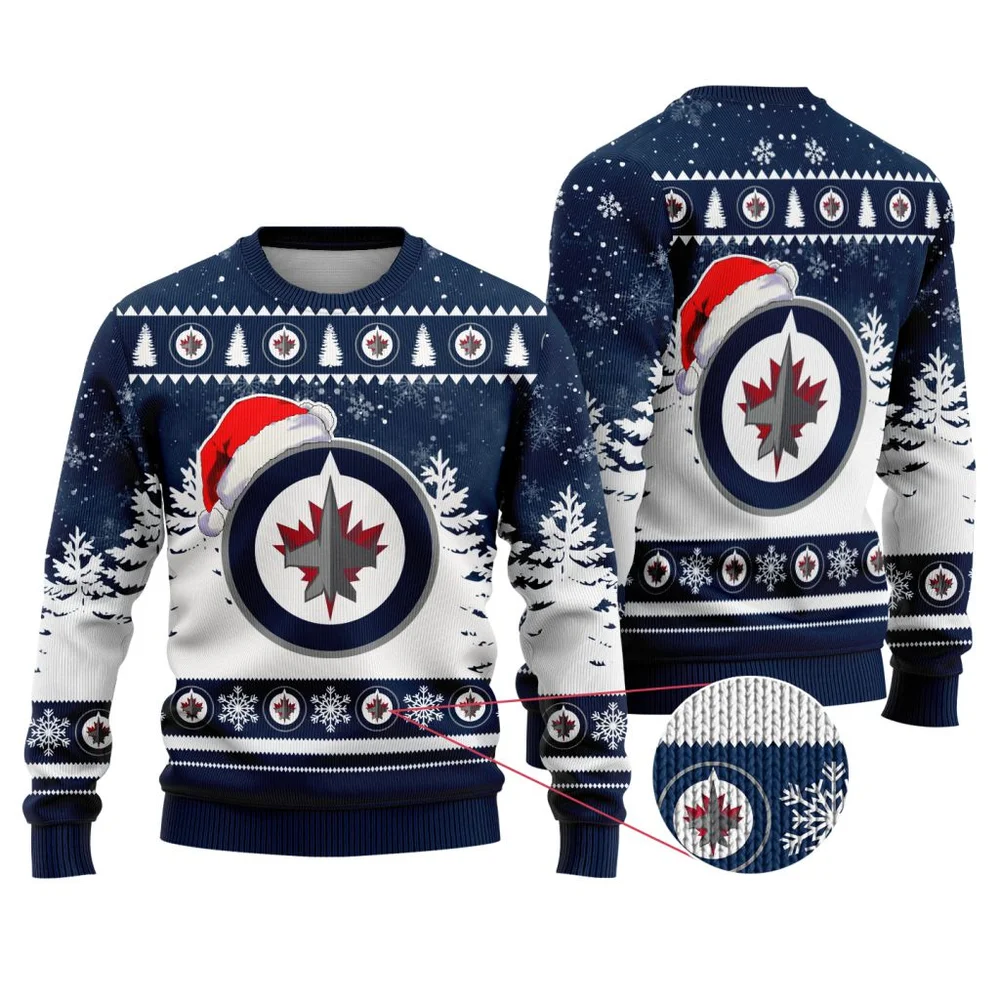 NHL Winnipeg Jets Personalized Name Christmas Design Ugly Sweater ST2301