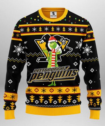 Pittsburgh Penguins Funny Grinch Ugly Christmas Sweater