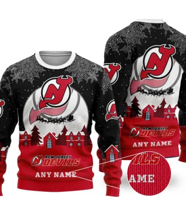 NHL New Jersey Devils Personalized Name Christmas Ugly Sweater Design ST2306