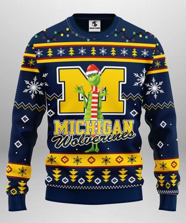 Michigan Wolverines Funny Grinch Ugly Christmas Sweater