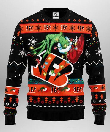 Cincinnati Bengals Grinch Ugly Christmas Sweater, Grinch Xmas Sweater