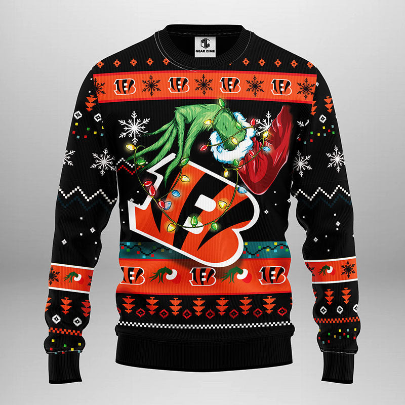Cincinnati Bengals Grinch Ugly Christmas Sweater, Grinch Xmas Sweater