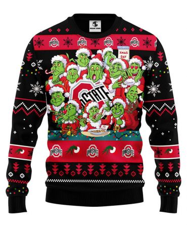 Ohio State Buckeyes 12 Grinch Xmas Day Ugly Christmas Sweater