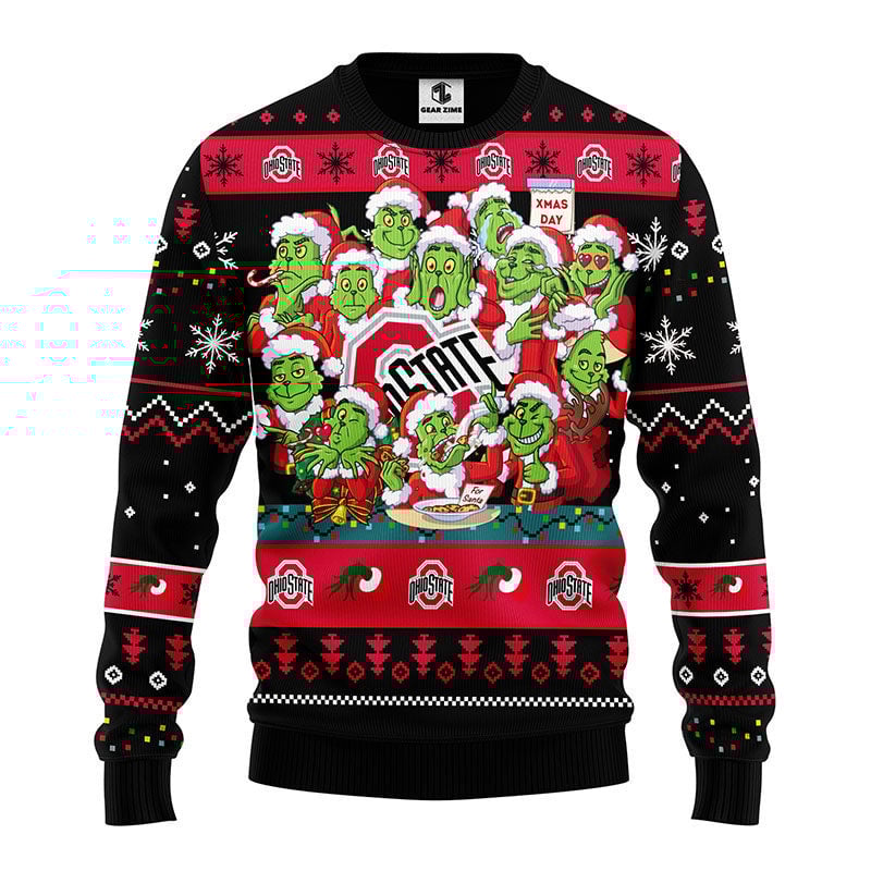 Ohio State Buckeyes 12 Grinch Xmas Day Ugly Christmas Sweater