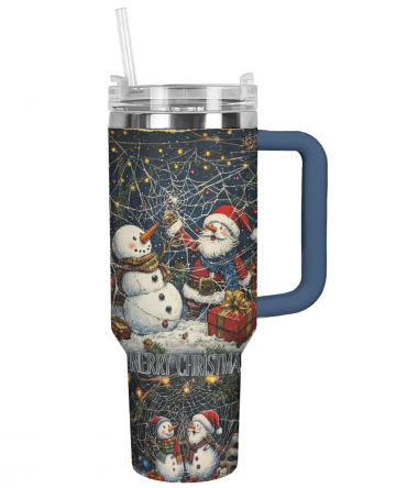 Webbed Winter Magic Christmas Custom Stanley Quencher 40oz Stainless Steel Tumbler With Handle