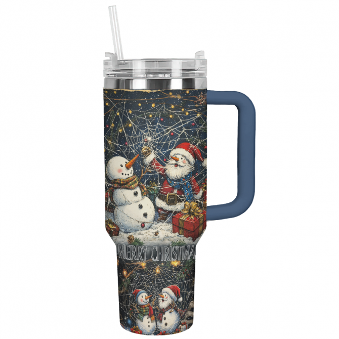 Webbed Winter Magic Christmas Custom Stanley Quencher 40oz Stainless Steel Tumbler With Handle