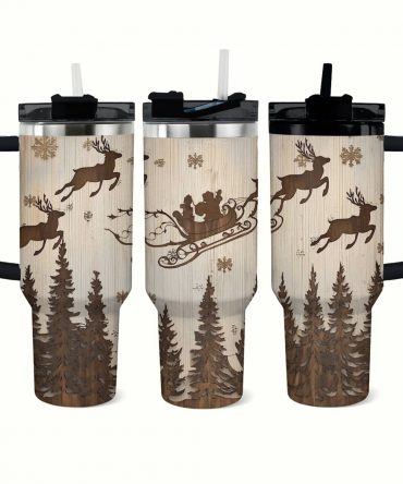 Winter Sleigh Ride Christmas Custom Stanley Quencher 40oz Stainless Steel Tumbler With Handle