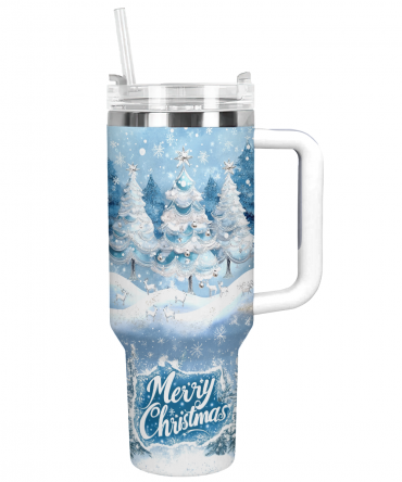 Winter Wonderland Christmas Custom Stanley Quencher 40oz Stainless Steel Tumbler With Handle