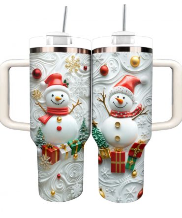 Winter Wonderland Snowman Christmas Custom Stanley Quencher 40oz Stainless Steel Tumbler With Handle