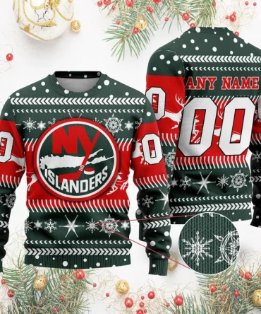 NHL New York Islanders | Personalized Name &amp; Number Unisex Sweater For Christmas Season