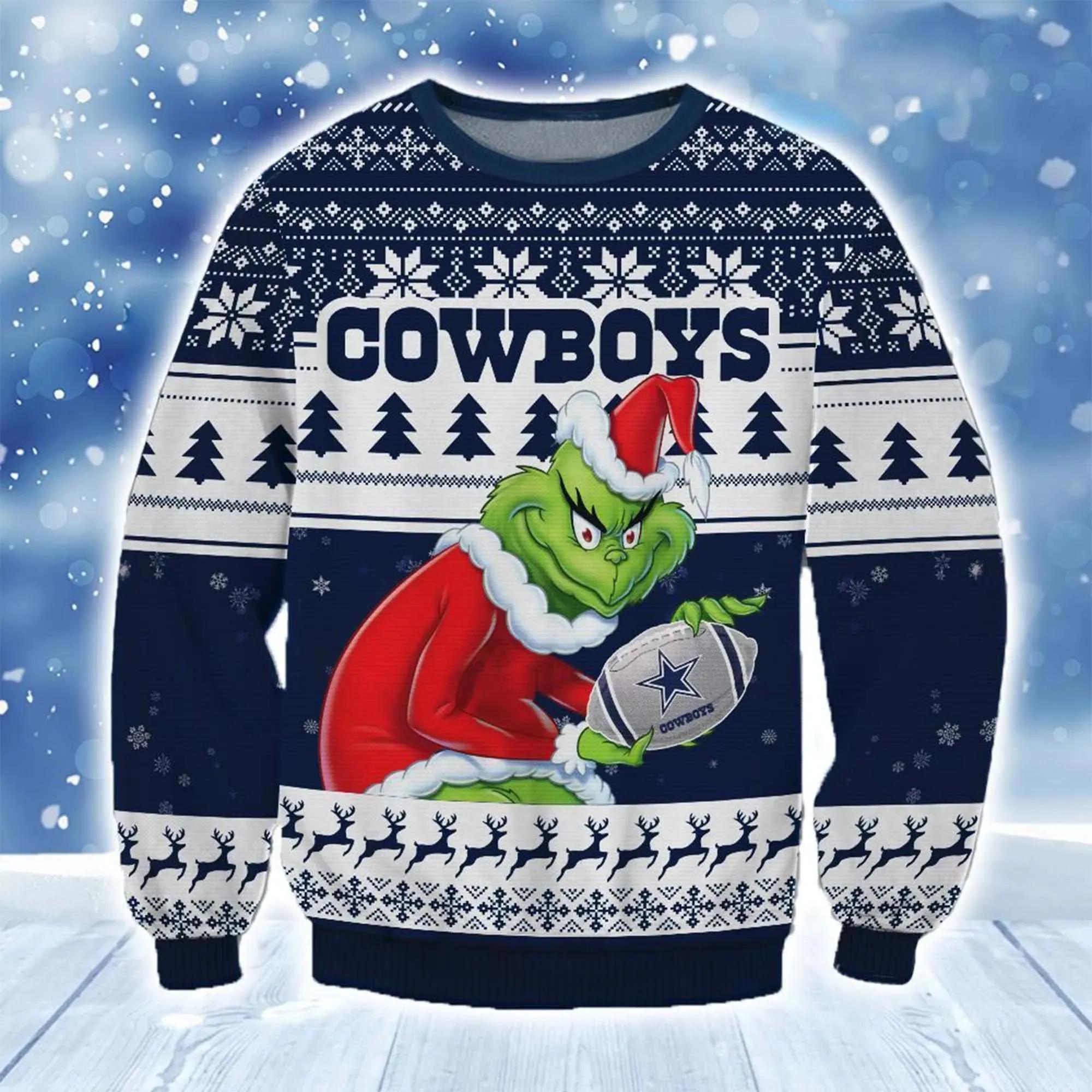 Cowboys Grinch Stolen Christmas Ugly Sweater, Christmas Sweater Dallas Cowboys