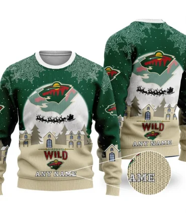 NHL Minnesota Wild Personalized Name Christmas Ugly Sweater Design ST2306
